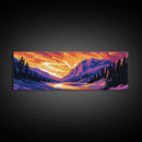 Vibrant Forest Scene, Sunset Mountain View, Nature Art, Wooded Landscape, Cabin Wall Decor, Outdoor Retreat, Living Room Art, Canvas Print