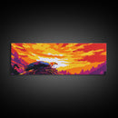 Eagle Nest, Sunset Sky, Bold Wildlife, Canvas Print, Nature Wall Art, Vibrant Home Decor, Rustic Cabin Art, Majestic Bird Painting