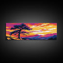 Lone Tree Art, Sunset Landscape, Nature Wall Decor, Mountain View, Rustic Home Art, Southwest Aesthetic, Large Wall Art, Canvas Print