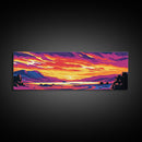 Scenic Lake Art, Sunset Painting, Vibrant Nature Scene, Rustic Wilderness Wall Art, Cozy Cabin Decor, Colorful Mountain Art, Canvas Print
