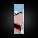 Nautical Escape, Coastal Boat Painting, Soft Pastel Seascape, Beach House Wall Decor, Minimalist Art, Living Room Framed Canvas Print