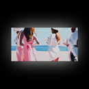 Beach Wedding Art, Elegant Women Painting, Soft Pastel Coastal Decor, Feminine Ocean Scene, Chic Minimalist Aesthetic, Canvas Print