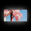 Palm Elegance, Tropical Breeze, Soft Pink Sky, Canvas Print, Coastal Wall Art, Boho Aesthetic, Summer Vibes, Bedroom or Office Decor