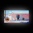 Pink Desert, Midcentury House, Southwest Art, Boho Wall Decor, Modern Pastel Painting, Framed Canvas Print, Minimalist Home Decor