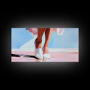 Elegant Walk, Feminine Art, Framed Canvas Print, Minimalist Painting, Pastel Tones, Chic Home Decor, Bedroom Wall Art