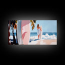 Surfer Girl, Coastal Art, Framed Canvas Print, Beach Wall Decor, Tropical Aesthetic, Ocean Painting, Summer Vibes, Modern Home Art