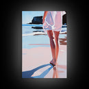 Walk, Beach, Serenity, Freedom, Canvas Print, Minimalist Seaside Wall Art, Soft Feminine Decor, Coastal Bedroom Artwork, Ocean Home Aesthetic