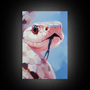 Pink Snake, Wildlife Portrait, Exotic Reptile, Framed Canvas Print, Animal Lover Wall Art, Unique Home Decor, Nature Inspired Art