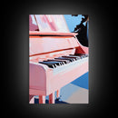 Pink Grand Piano, Elegant Music Art, Artistic Decor, Framed Canvas Print, Minimalist Home Art, Musician Gift, Boho Wall Art