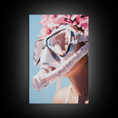 Floral Diver, Surreal Art, Feminine Ocean Wall Art, Beach House Decor, Dreamy Coastal Aesthetic, Pastel Tones, Canvas Print