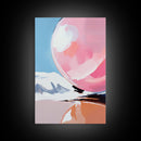 Pink Sphere, Surreal Art, Framed Canvas Print, Abstract Minimalist Decor, Dreamy Pastel Wall Art, Modern Home Design, Gallery Artwork