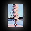 Winter Tree, Snowy Landscape, Serene Nature Scene, Scandinavian Minimalist, Peaceful Wall Art, Canvas Print, Framed Canvas Print