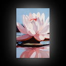 Lotus, Water Lily, Tranquil Nature Art, Framed Canvas Print, Zen Floral Wall Decor, Soft Pastel Painting, Botanical Art, Spa Wall Art
