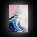 Surf Wave Art, Coastal Wall Decor, Abstract Ocean Painting, Large Modern Seascape, Framed Canvas Print, Nautical Themed Wall Art