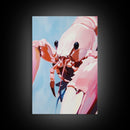 Pink Lobster Art, Coastal Kitchen Decor, Abstract Seafood Illustration, Nautical Wall Print, Framed Canvas Print, Dining Room Wall Art