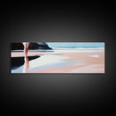 Coastal Stroll, Soft Pastel Beach, Minimalist Ocean Art, Canvas Print, Tranquil Shoreline, Boho Beach House Decor, Bedroom Wall Art