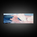 Ocean Waves, Pink and Blue, Coastal Wall Art, Minimalist Beach Print, Modern Home Decor, Surfer Vibes, Canvas Print, Serene Seascape