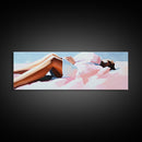 Relaxing On Beach, Summer Vibes, Serene Escape, Coastal Canvas Print, Bedroom Wall Art, Minimalist Decor, Pastel Beach Aesthetic