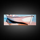 Rowboat on Shore, Nautical Scene, Pastel Coastal Art, Minimalist Ocean Print, Beach House Decor, Serene Wall Art, Canvas Print