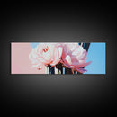 Peony Blooms, Pastel Wall Art, Feminine Aesthetic, Romantic Decor, Framed Canvas Print, Boho Bedroom Art, Floral Artwork