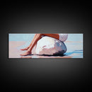 Beach Serenity, Woman Relaxing, Coastal Aesthetic, Framed Canvas Print, Minimalist Art, Boho Decor, Bedroom Wall Art, Summer Art