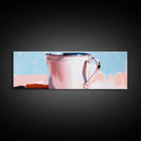 Enamel Mug Painting, Rustic Kitchen Art, Pastel Coffee Print, Still Life, Large Canvas Print, Modern Home Decor, Cozy Wall Art