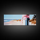 Coastal Fence Art, Beach Landscape Print, Pastel Ocean Painting, Minimalist Seaside Decor, Large Canvas Print, Modern Home Wall Art
