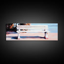 White Bench, Beach Art, Coastal Wall Decor, Minimalist Painting, Serene Landscape, Relaxing Art, Living Room, Canvas Print