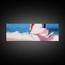 Ocean Breeze, Woman on Beach, Coastal Aesthetic, Framed Canvas Print, Minimalist Art, Boho Wall Decor, Bedroom Wall Artwork
