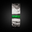 Green Lake, Moody Sky, Reflection, Framed Canvas Print, Minimalist Landscape, Monochrome Art, Office Decor, Nature Inspired Wall Art
