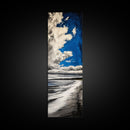 Dramatic Sky, Ocean Shore, Coastal Art, Blue Hues, Framed Canvas Print, Seascape Wall Art, Nautical Home Decor, Living Room Statement Art