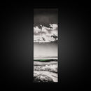 Coastal Waves, Black and White, Green Wave, Framed Canvas Print, Modern Beach Wall Art, Minimalist Ocean Decor, Living Room Art