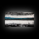 Moody Seascape, Minimalist Painting, Black and White Ocean, Framed Canvas Print, Contemporary Wall Art, Modern Coastal Home Decor