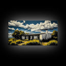 Rustic Desert House, Southwest Wall Art, Western Home Decor, Texas Ranch Art, Adobe House Painting, Earthy Boho Art, Framed Canvas Print