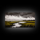 Marshland, Scenic, Natural, Canvas Print, Tranquil River Painting, Serene Landscape Wall Art, Nature Home Decor, Country House Artwork