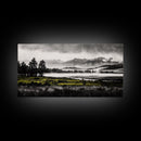 Foggy Forest, Mountain Landscape, Monochrome Wall Art, Framed Canvas Print, Modern Home Decor, Living Room Artwork, Nature Print