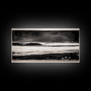 Stormy Ocean Wave, Black and White Seascape, Coastal Wall Art, Nautical Decor, Minimalist Artwork, Beach House Vibes, Framed Canvas Print