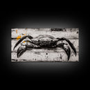Crab Art, Coastal Kitchen, Nautical Wall Art, Framed Canvas Print, Beach House Decor, Seafood Art, Rustic Ocean Art