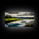 Serene River, Nature Landscape, Green Fields, Peaceful Wall Art, Modern Rustic Decor, Living Room Art, Scenic View, Canvas Print
