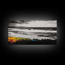 Moody Seascape, Coastal Waves, Black and White Art, Canvas Print, Beach House Decor, Modern Minimalist Wall Art, Office Wall Decor