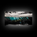 Underwater View, Ocean Depths, Abstract Seascape, Coastal Home Decor, Blue Water Art, Framed Canvas Print, Living Room Wall Art, Unique Art