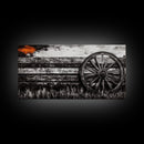 Rustic Wagon Wheel, Western Wall Art, Farmhouse Decor, Vintage Country Style, Black and White Canvas Print, Living Room Wall Art