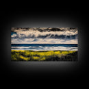 Rain Over Ocean, Blue Seascape, Beach House Decor, Coastal Art, Atmospheric Painting, Nature Inspired, Office Wall Art, Framed Canvas Print