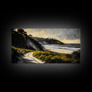 Coastal Path, Ocean View, Beach Sunset, Framed Canvas Print, Modern Wall Art, Landscape Painting, Living Room Art, Nautical Decor