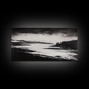 Serene Waters, Mountain Lake, Foggy Landscape, Canvas Print, Black and White Art, Minimalist Home Decor, Rustic Cabin Wall Art, Office Art