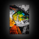 Vibrant Fish Art, Abstract Ocean Decor, Blue Yellow Green, Coastal Wall Art, Nautical Home Decor, Beach House Art, Framed Canvas Print