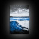 Ocean Wave, Beach Wall Art, Coastal Decor, Nautical Art, Large Wall Art, Blue Abstract, Modern Art, Living Room Decor, Framed Canvas Print