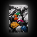 Vibrant Stones, Colorful Art, Modern Abstract, Nature Inspired, Coastal Wall Art, Unique Home Decor, Statement Piece, Framed Canvas Print