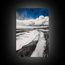 Sandy Path, Tranquil Beach Wall Art, Minimalist Coastal Home Decor, Nature Landscape Print, Ocean Retreat, Framed Canvas Print