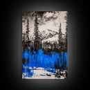 Mountain Wilderness, Winter Landscape, Blue Trees, Framed Canvas Print, Cabin Wall Art, Outdoor Lover Gift, Serene Nature Art